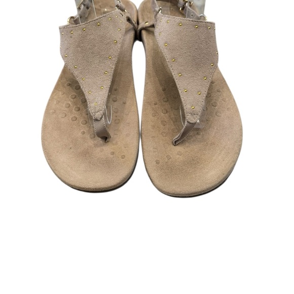 Vionic Margot Suede Gold Studs Adjustable Backstrap Women's T-Strap Sandals 11 - Picture 4 of 6